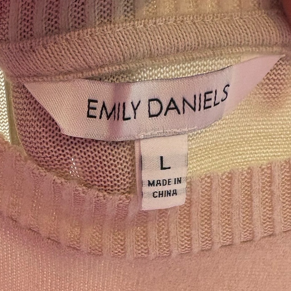 EMILY DANIELS‎ Womens Beige Sequin Leaf Detail Sweater Pullover Top Size L - Picture 3 of 4